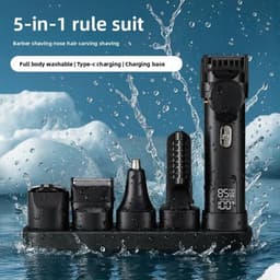 image-Type-C Charging Base IPX6 8500 RPM 1200mAh Men's Hair Clipper Kit,