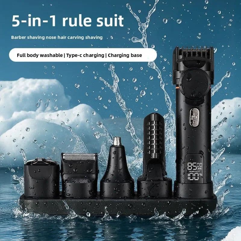 image-Type-C Charging Base IPX6 8500 RPM 1200mAh Men's Hair Clipper Kit,
