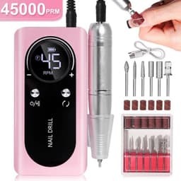 image-45000RPM Rechargeable Nail Drill Machine with LCD Low Noise