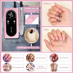 image-45000RPM Rechargeable Nail Drill Machine with LCD Low Noise