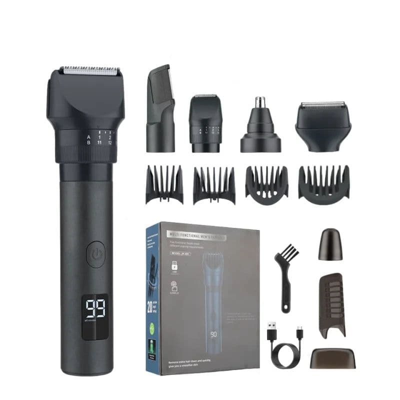 image-Men's 5-in-1 Multifunctional Grooming Set IPX6 Waterproof Hair Clipper