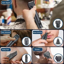 image-Men's 5-in-1 Multifunctional Grooming Set IPX6 Waterproof Hair Clipper