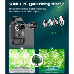 image-200X Phone Microscope with CPL Lens/LED Light/Universal Clip for