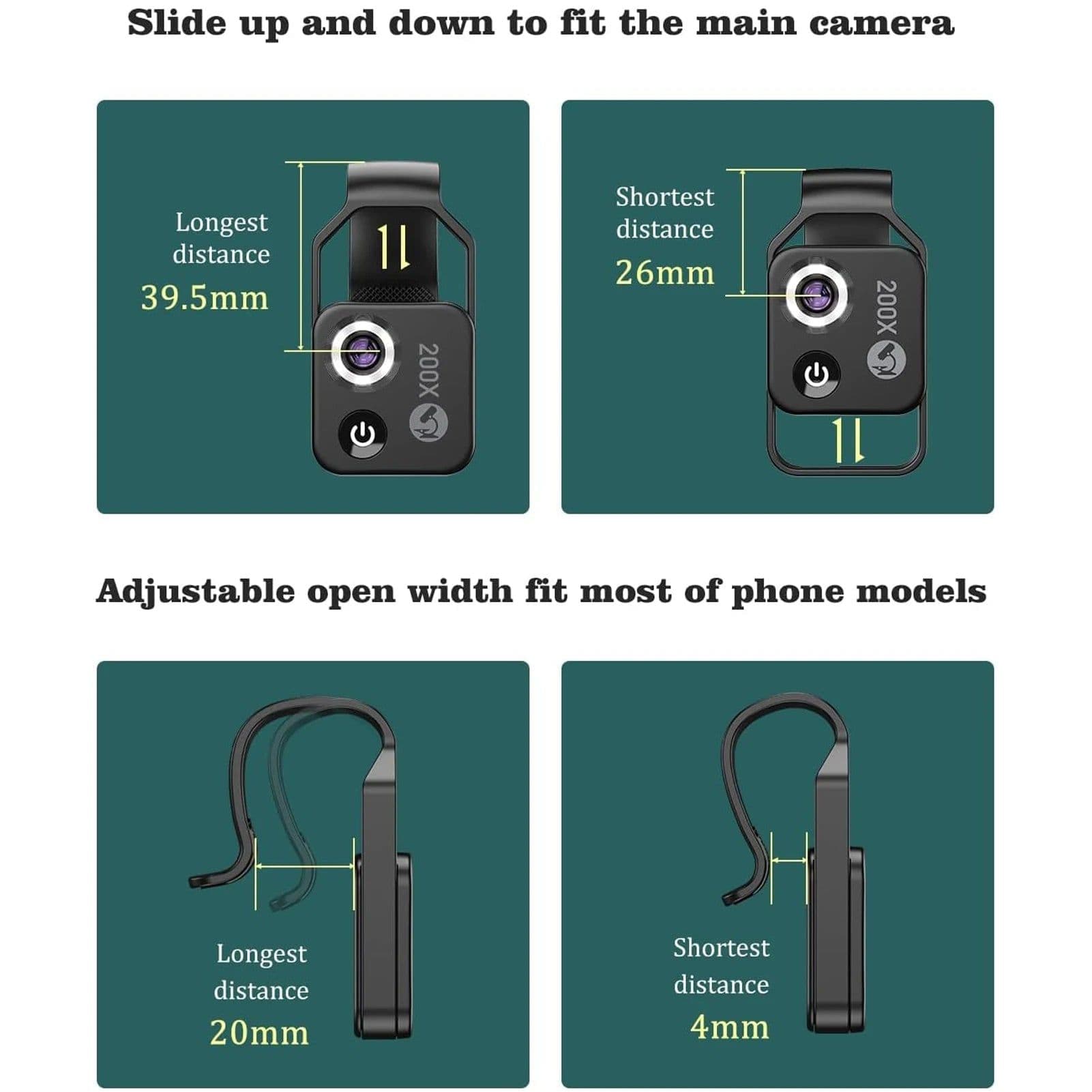 image-200X Phone Microscope with CPL Lens/LED Light/Universal Clip for