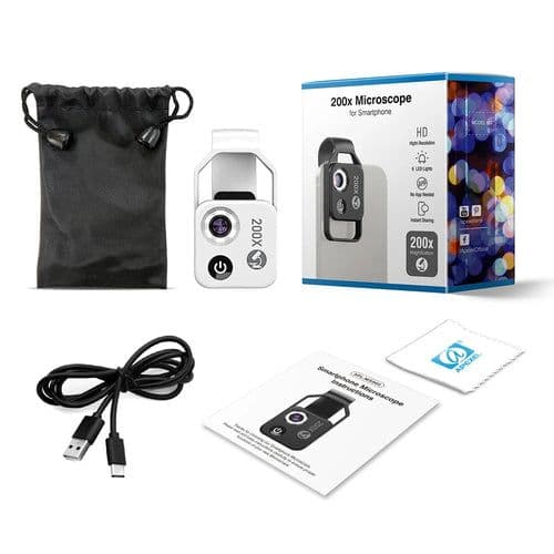 image-200X Phone Microscope with CPL Lens/LED Light/Universal Clip for