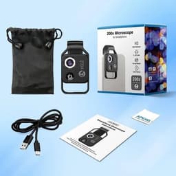 image-200X Phone Microscope with CPL Lens/LED Light/Universal Clip for