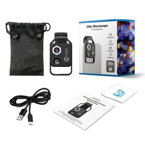 image-200X Phone Microscope with CPL Lens/LED Light/Universal Clip for
