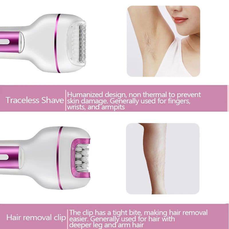 image-3 in 1 Rechargeable Women Epilator for Face Body Electric Shaver