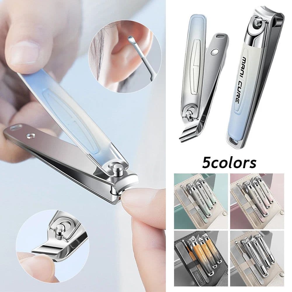 image-5pcs/pack Nail Clipper Kit Stainless Steel Nail Nippers Earpick Ear