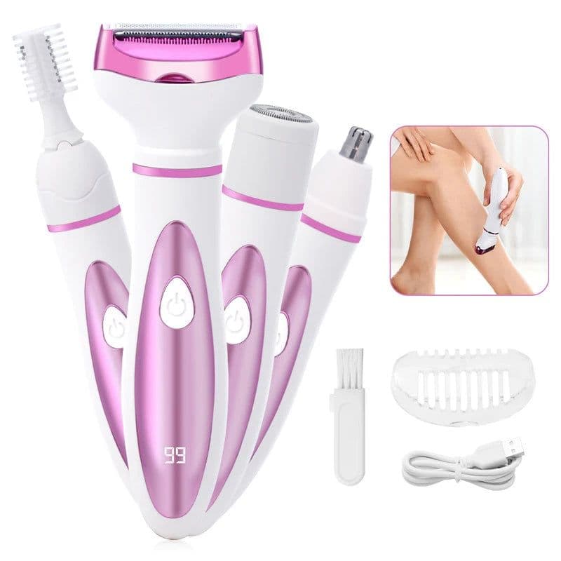 image-4 in1 Electric Lady Shaver Razors for Shaving Set Painless Hair Face