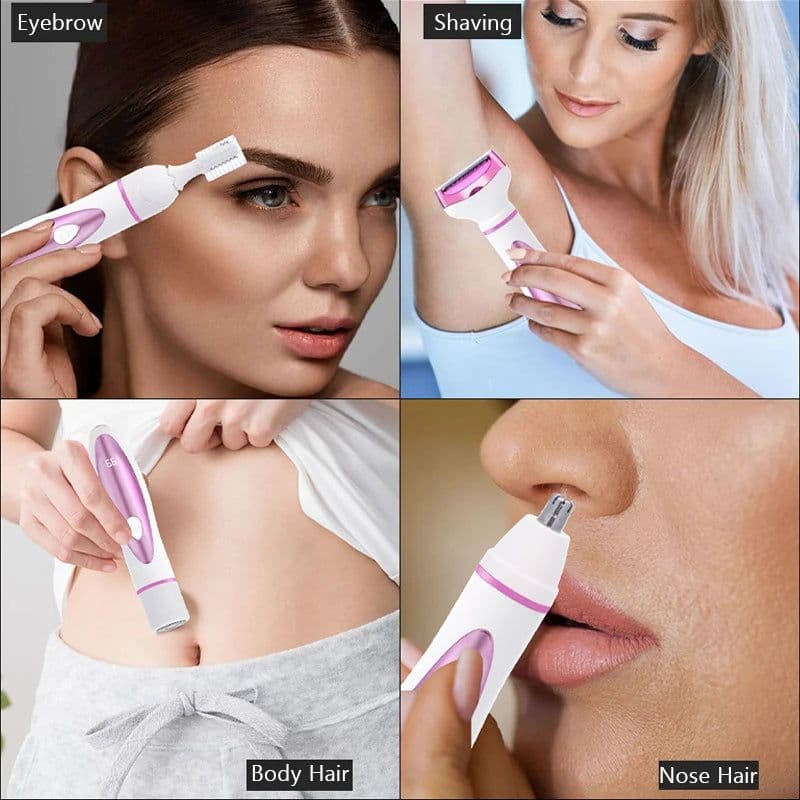 image-4 in1 Electric Lady Shaver Razors for Shaving Set Painless Hair Face