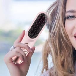 image-Hair Straightening Brush Fast Heating Negative Ion Hair Straightener