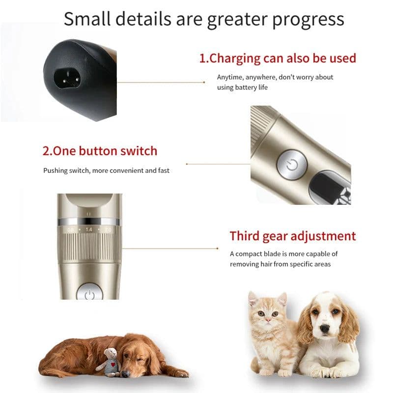 image-Professional Cat Dog Hair Clipper All Metal Rechargeable Pet Trimmer