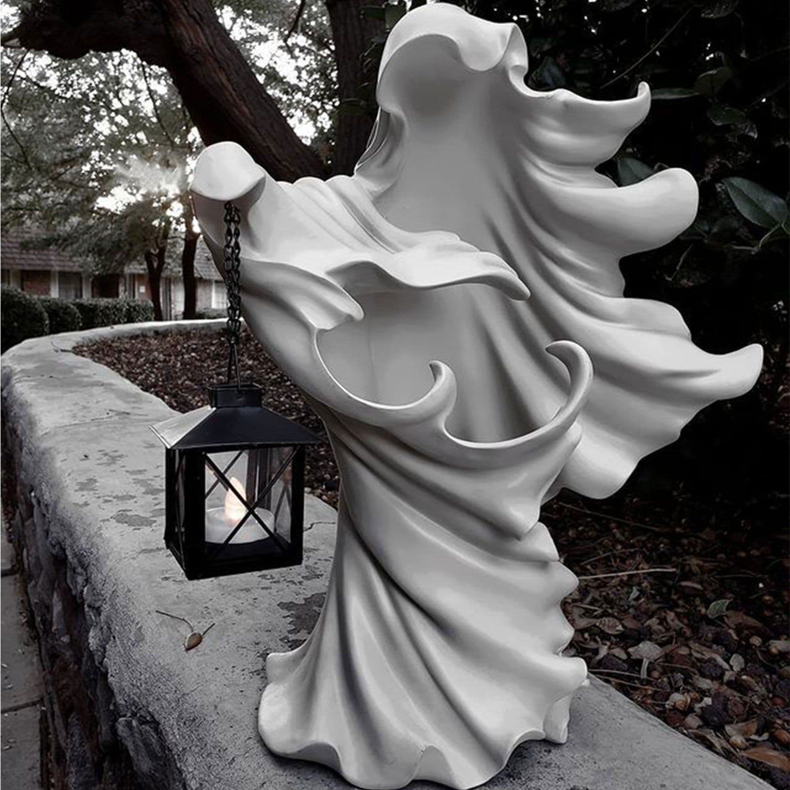 image-Faceless Ghost Sculpture Halloween Ghoul Resin Sculpture Decoration