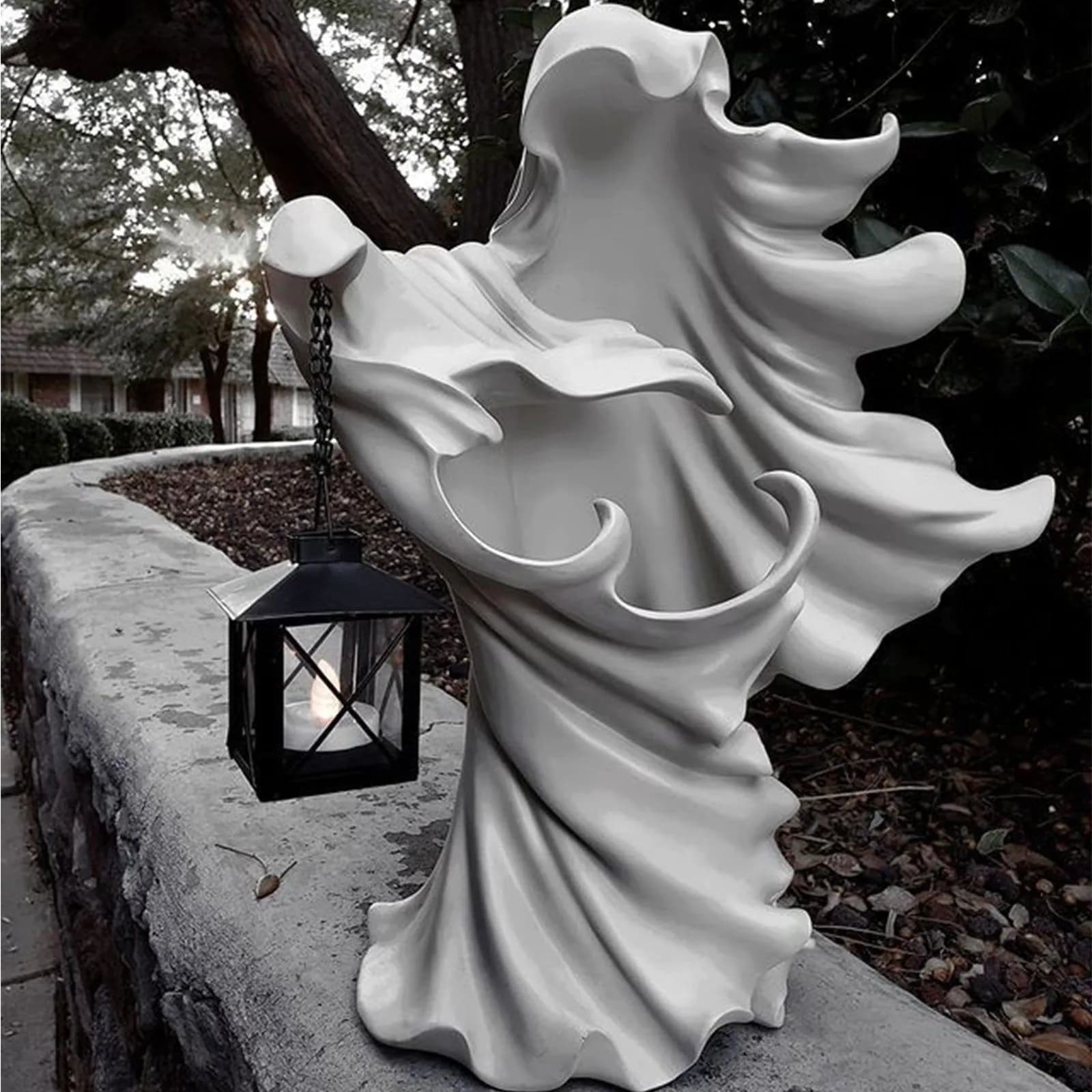 image-Faceless Ghost Sculpture Halloween Ghoul Resin Sculpture Decoration