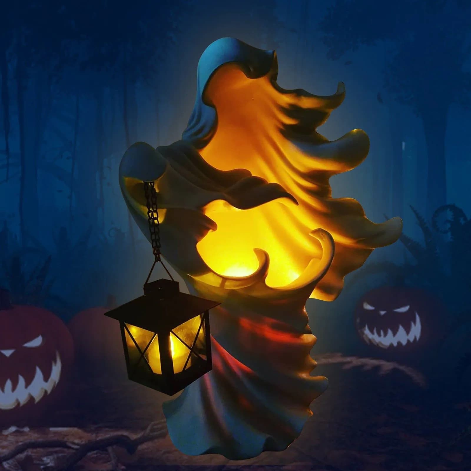 image-Faceless Ghost Sculpture Halloween Ghoul Resin Sculpture Decoration