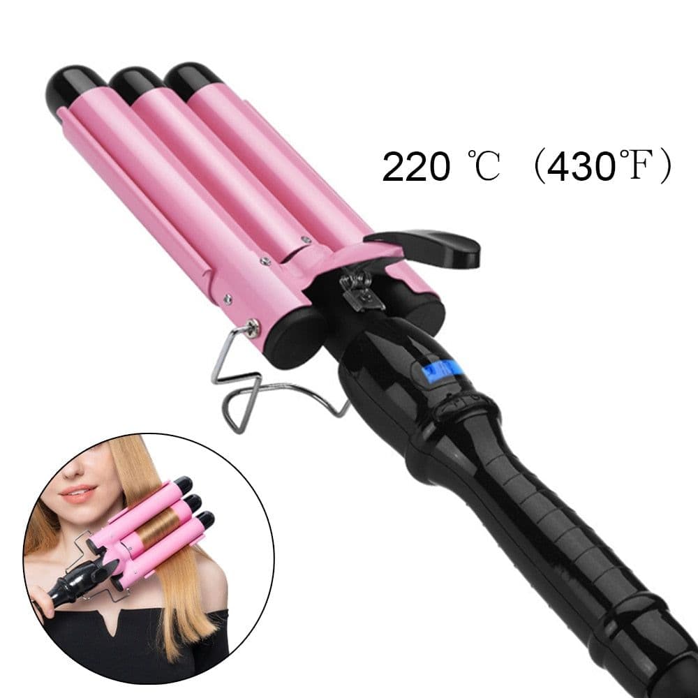 image-Hair Curler Triple Barrel Waver 25mm Curling Iron 220℃ Fast Heating