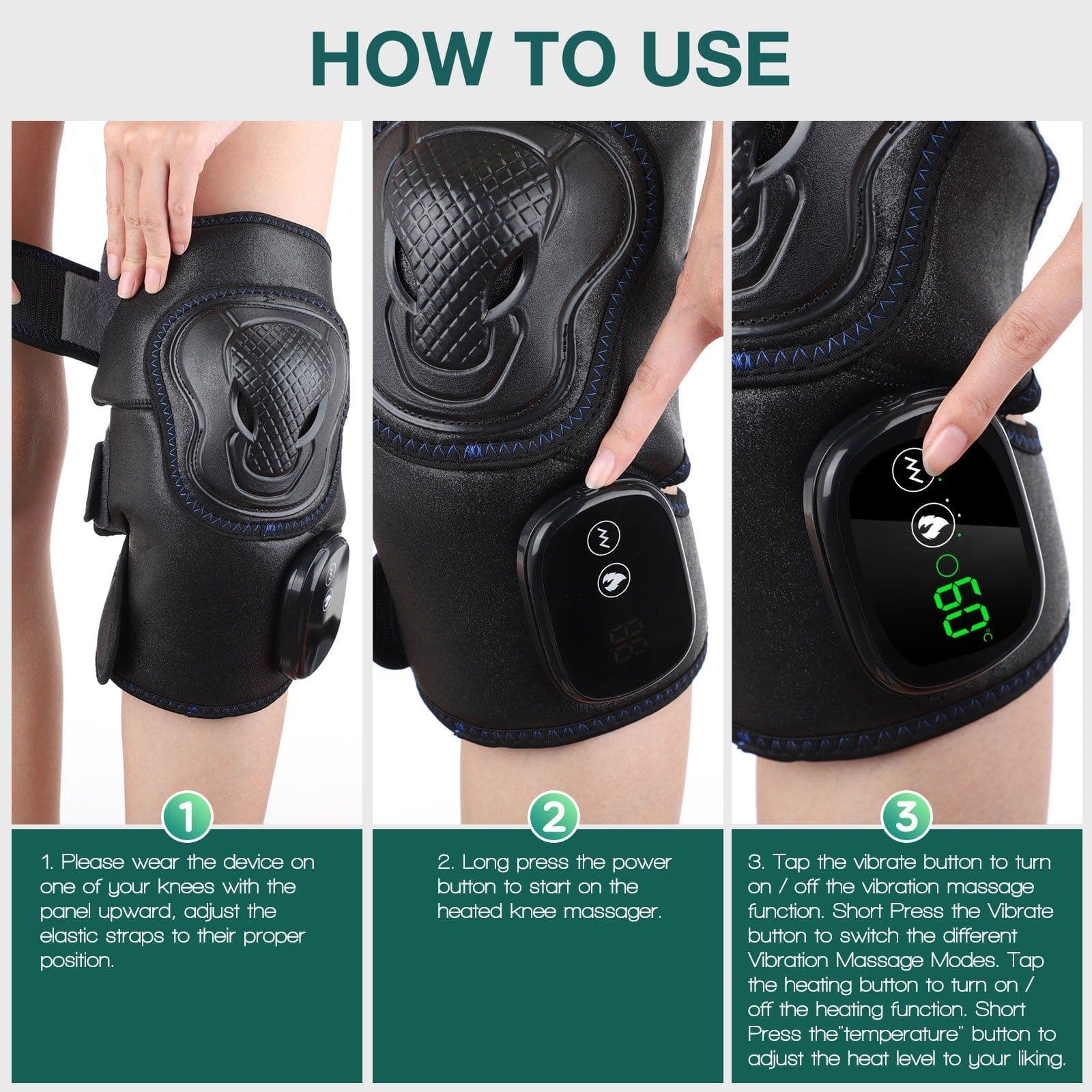 image-Electric Heat Knee Massager Pain Knee Joint Brace Support