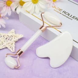 image-GuaSha Massage Roller Scraper Natural Rose Quartz Face Lifting Body