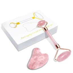 image-GuaSha Massage Roller Scraper Natural Rose Quartz Face Lifting Body