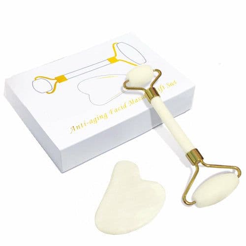 image-GuaSha Massage Roller Scraper Natural Rose Quartz Face Lifting Body