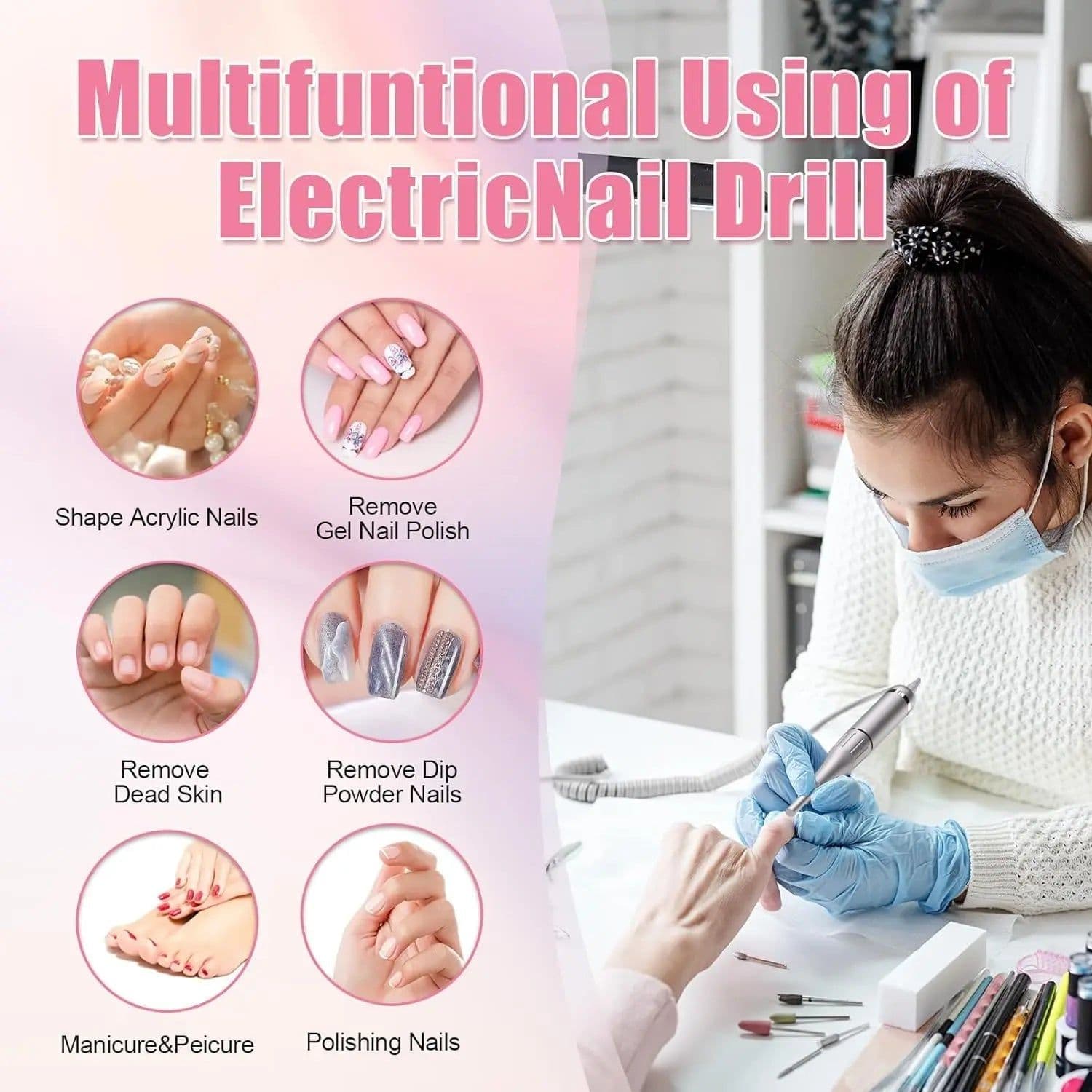 image-35000RPM Electric Nail Drill Machine for Professional Nails Portable