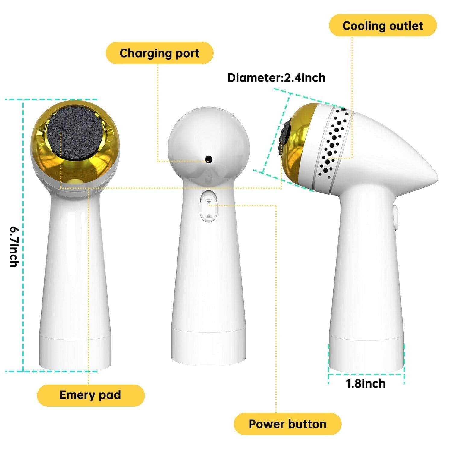 image-New Electric Pedicure Smooth Machine Callus Remover USB Charge Foot