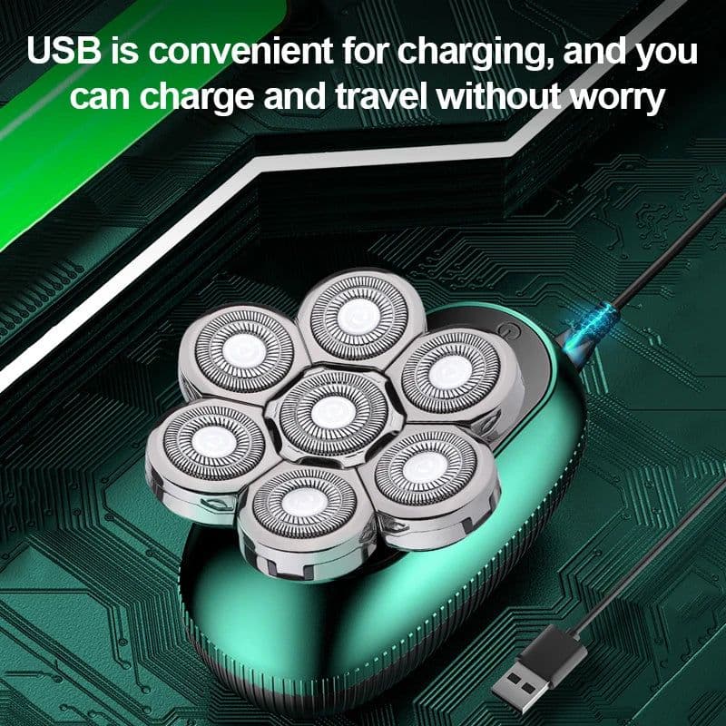 image-6 in 1 7D Floating Cutter Beard Electric Head Shaver for Bald Men USB