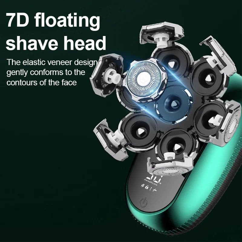 image-6 in 1 7D Floating Cutter Beard Electric Head Shaver for Bald Men USB