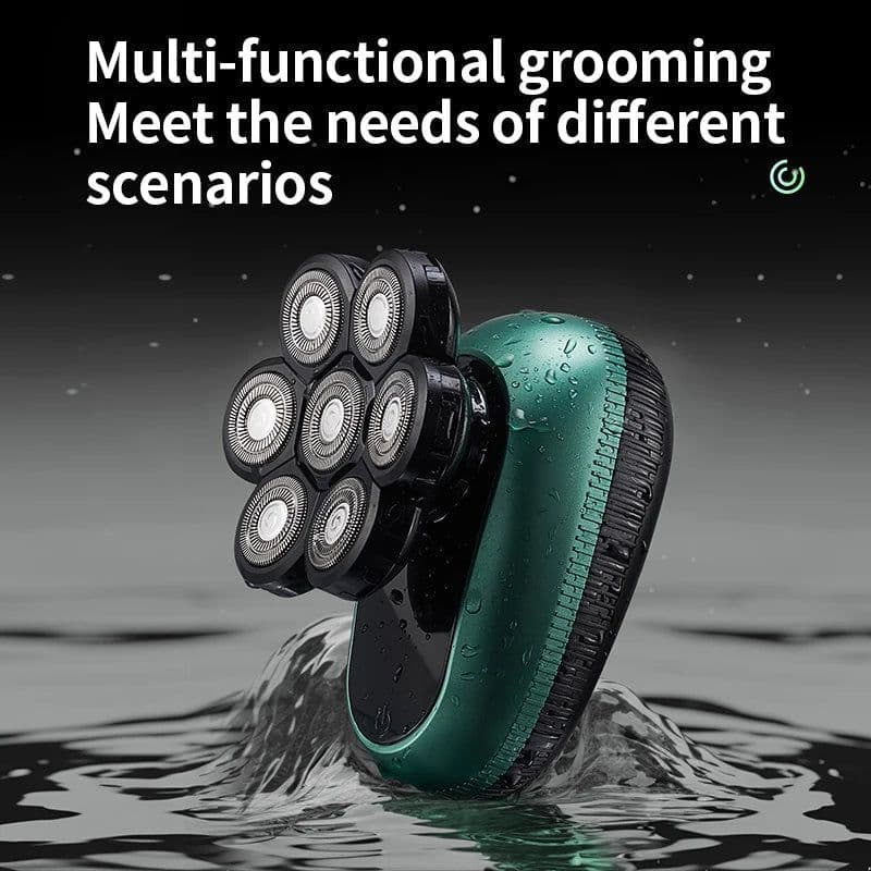 image-6 in 1 7D Floating Cutter Beard Electric Head Shaver for Bald Men USB