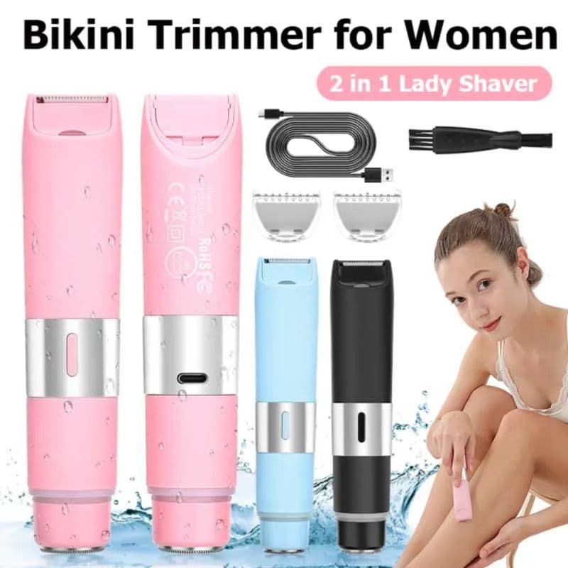 image-Electric Bikini Trimmer for Women - 2 in 1 Electric Lady Clipper Pubic