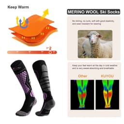 image-Wool Ski Sock for Men and Women Breathable Sports Socks Long Tube Snow
