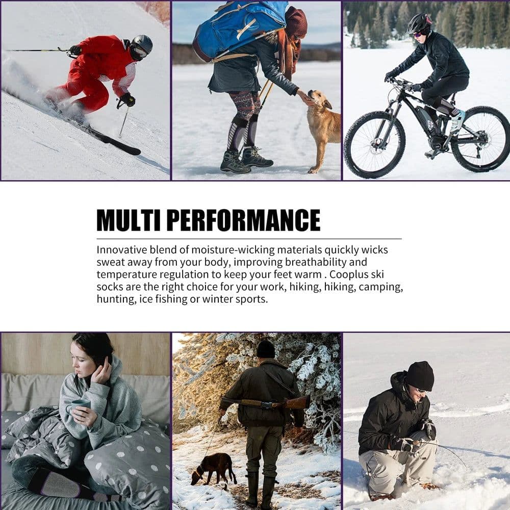 image-Wool Ski Sock for Men and Women Breathable Sports Socks Long Tube Snow