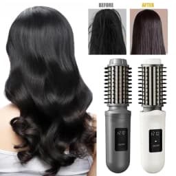 image-Cordless Hair Curling Iron Brush USB Rechargeable Travel Heated Round