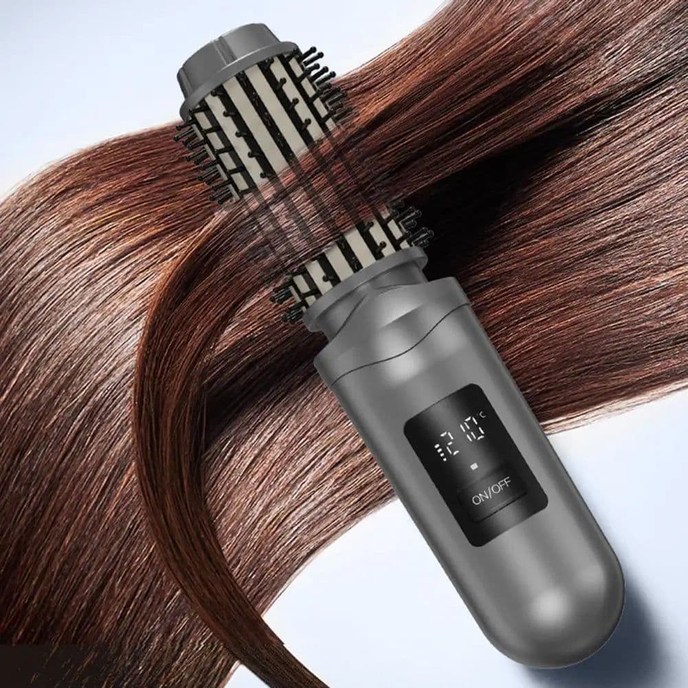 image-Cordless Hair Curling Iron Brush USB Rechargeable Travel Heated Round
