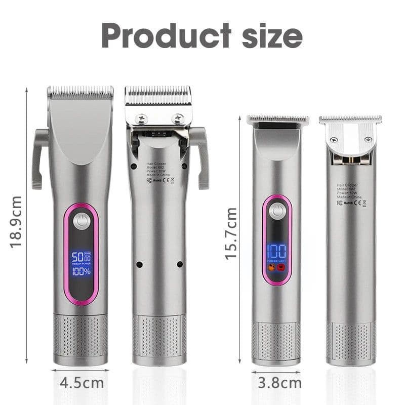 image-LCD Digital Display Hair Clipper Set Professional Electric Hair
