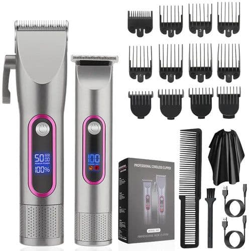 image-LCD Digital Display Hair Clipper Set Professional Electric Hair