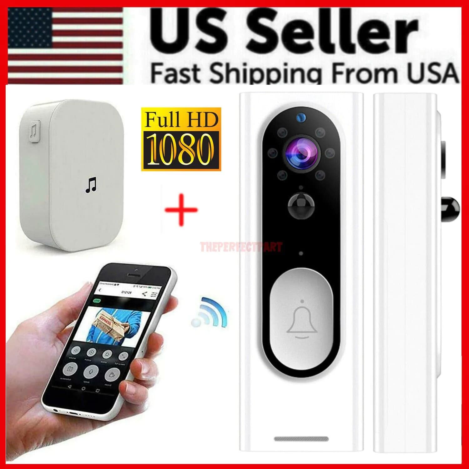 image-WiFi Ring Doorbell 1080P HD Security Camera Wireless Door Bell Camera