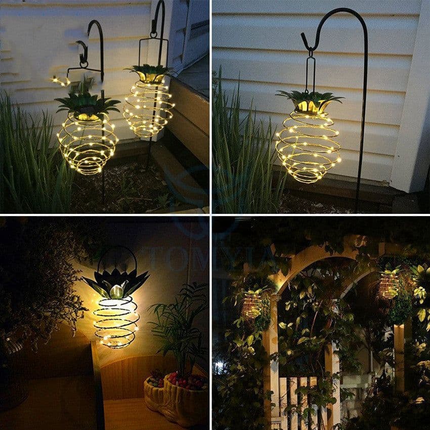 image-Outdoor Waterproof Garden Pineapple Solar Lights Path Lights