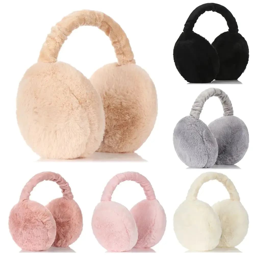 image-Fashion Autumn Winter Earmuffs Women Men Ear Warmer Plush Solid Color