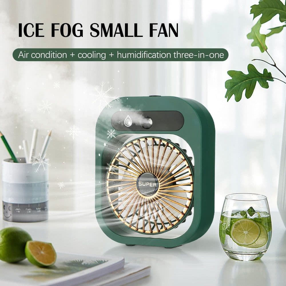 image-Portable Mist Fan USB Rechargeable Battery Desktop Air Conditioning