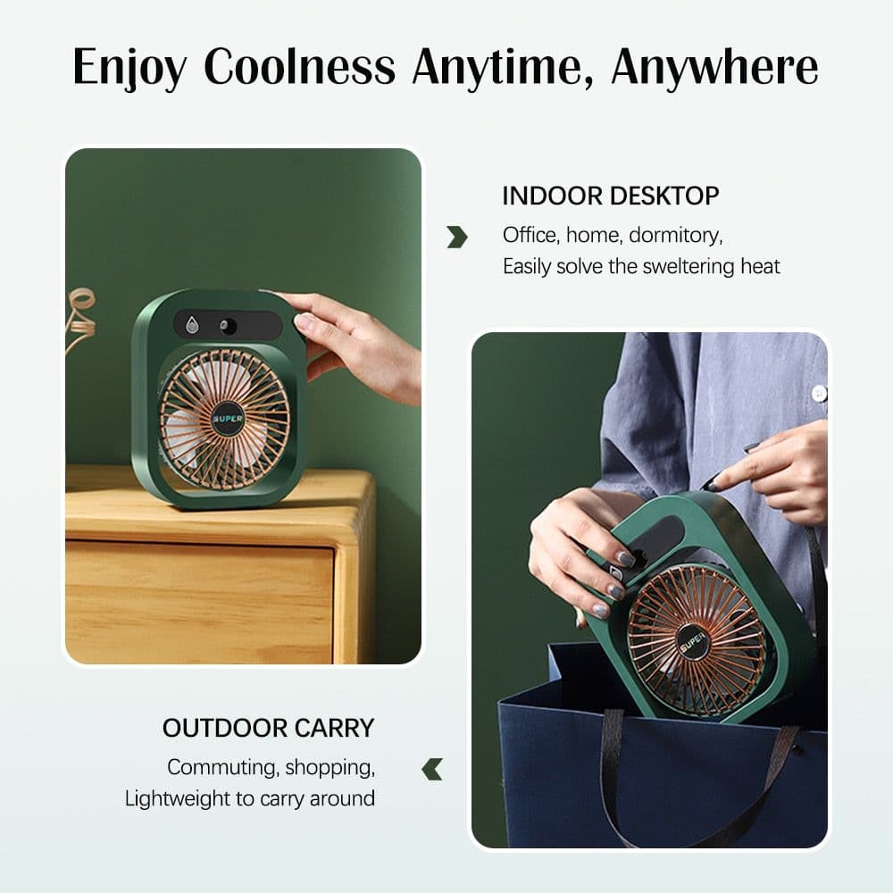 image-Portable Mist Fan USB Rechargeable Battery Desktop Air Conditioning