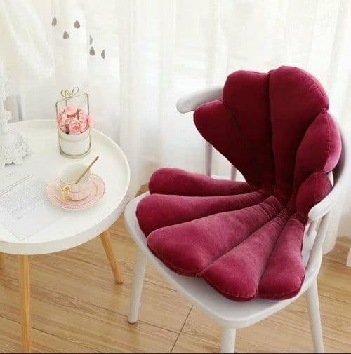 image-Luxurious Velvet Seal Shell Chair Cushion Rose Seat Pillow