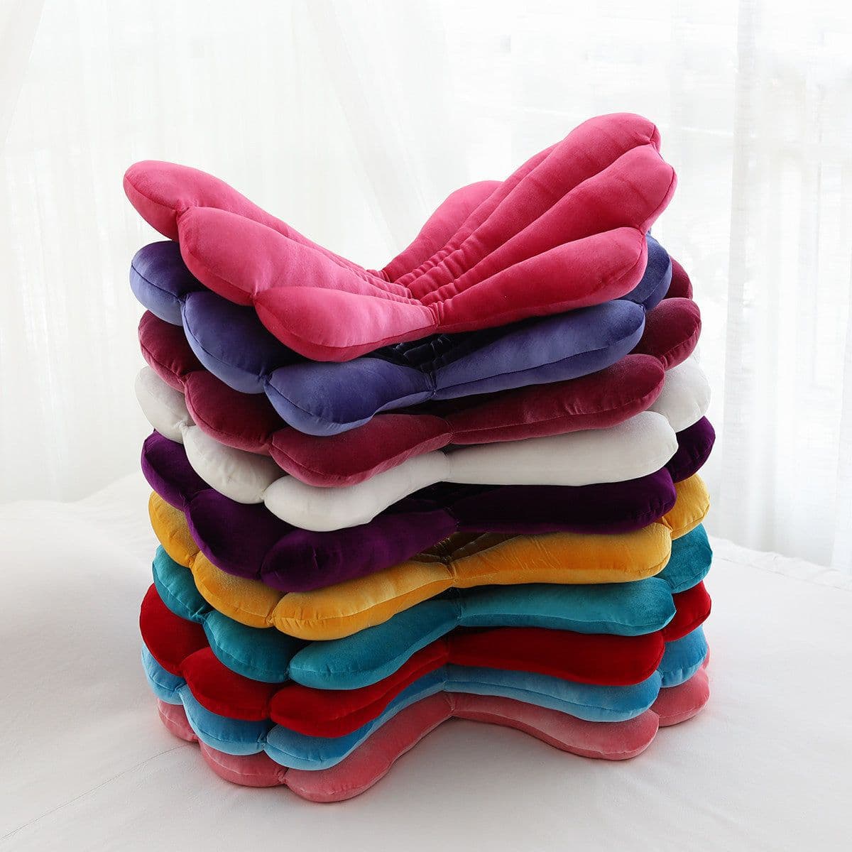 image-Luxurious Velvet Seal Shell Chair Cushion Rose Seat Pillow