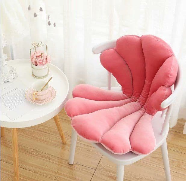 image-Luxurious Velvet Seal Shell Chair Cushion Rose Seat Pillow