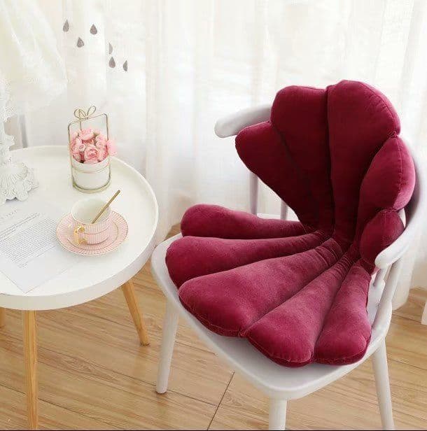 image-Luxurious Velvet Seal Shell Chair Cushion Rose Seat Pillow