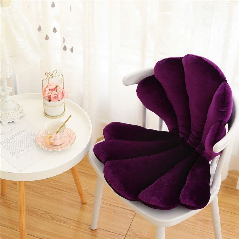 image-Luxurious Velvet Seal Shell Chair Cushion Rose Seat Pillow
