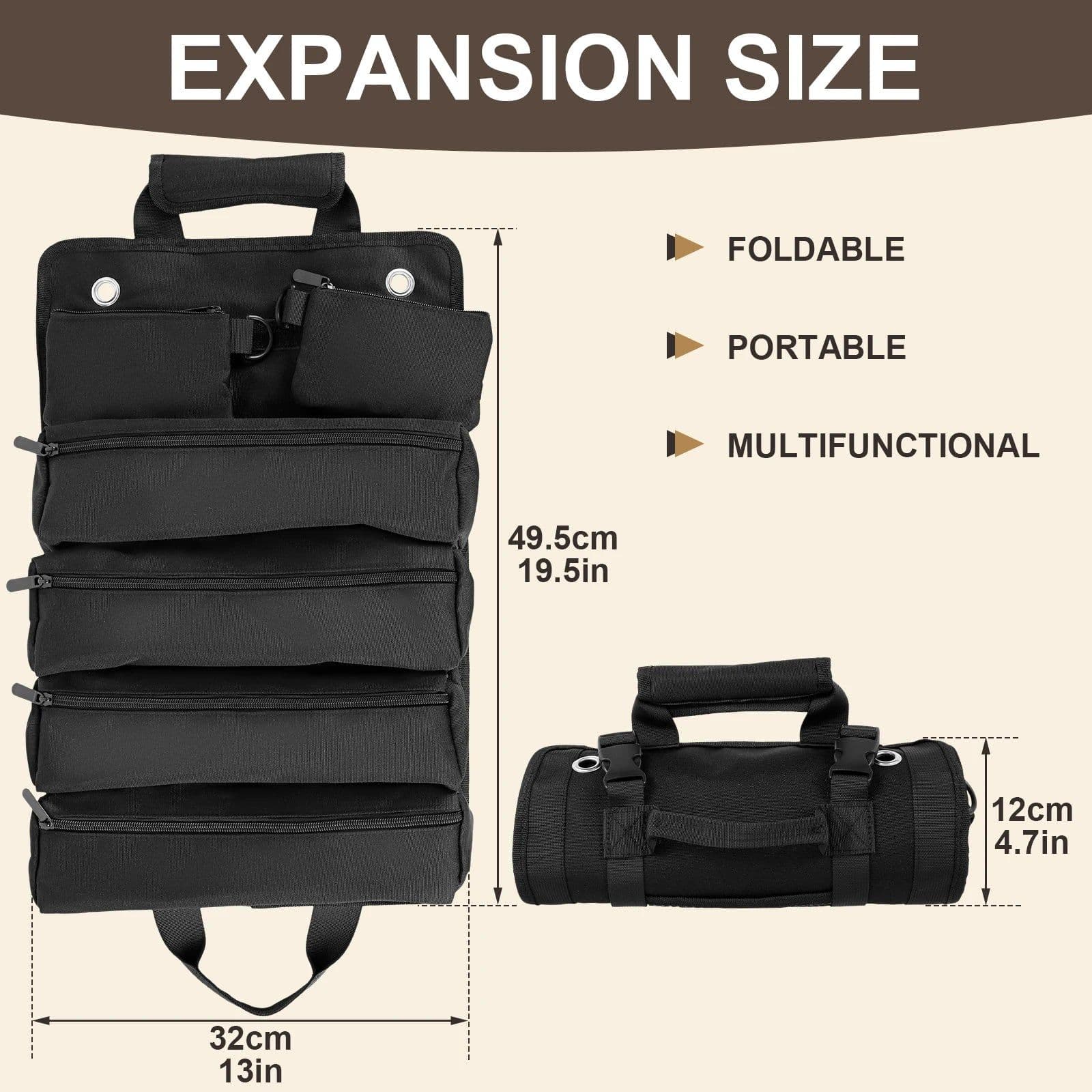 image-Multi-Purpose Tool Bag Roll Up Tool Bag Oxford Cloth Heavy Duty Tool