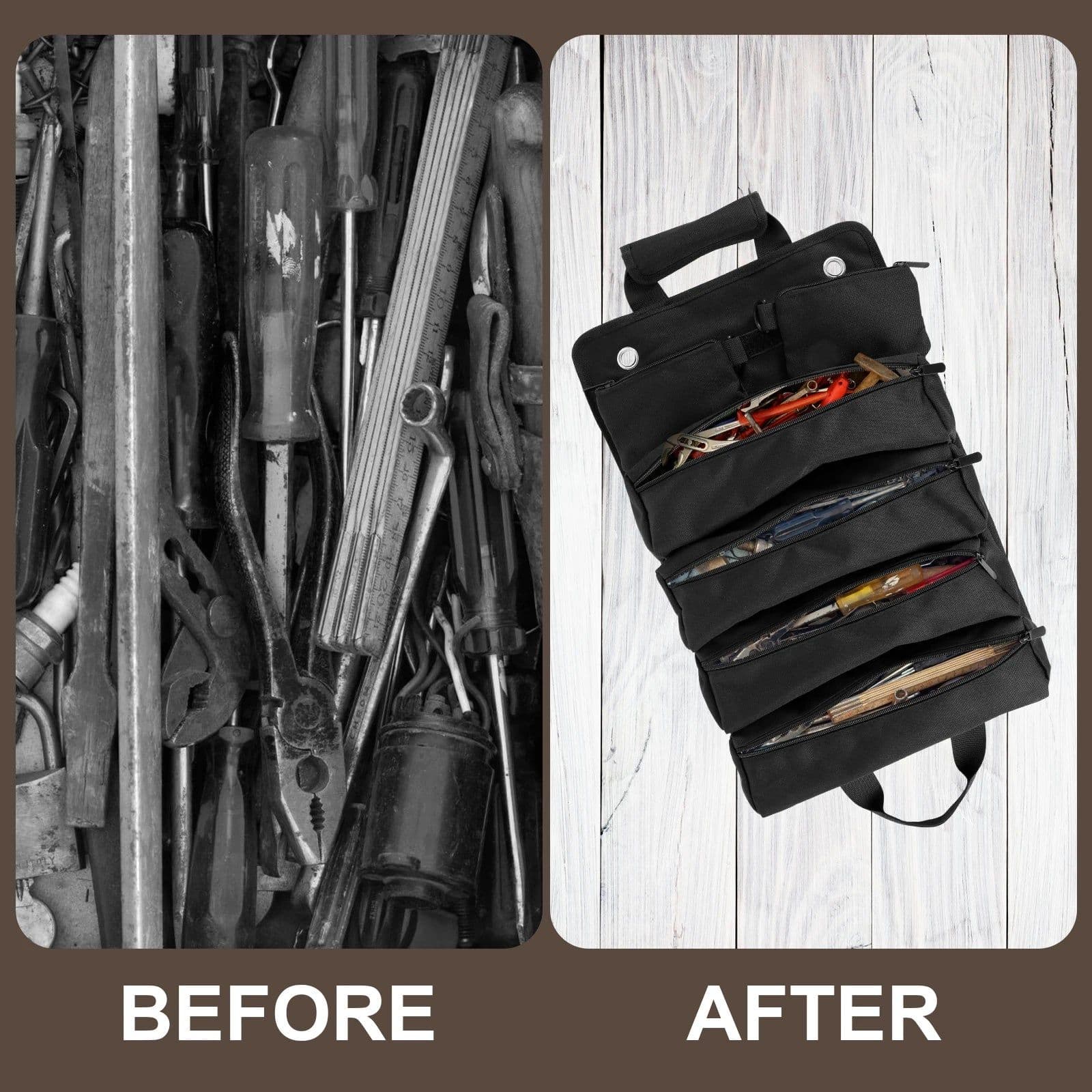 image-Multi-Purpose Tool Bag Roll Up Tool Bag Oxford Cloth Heavy Duty Tool