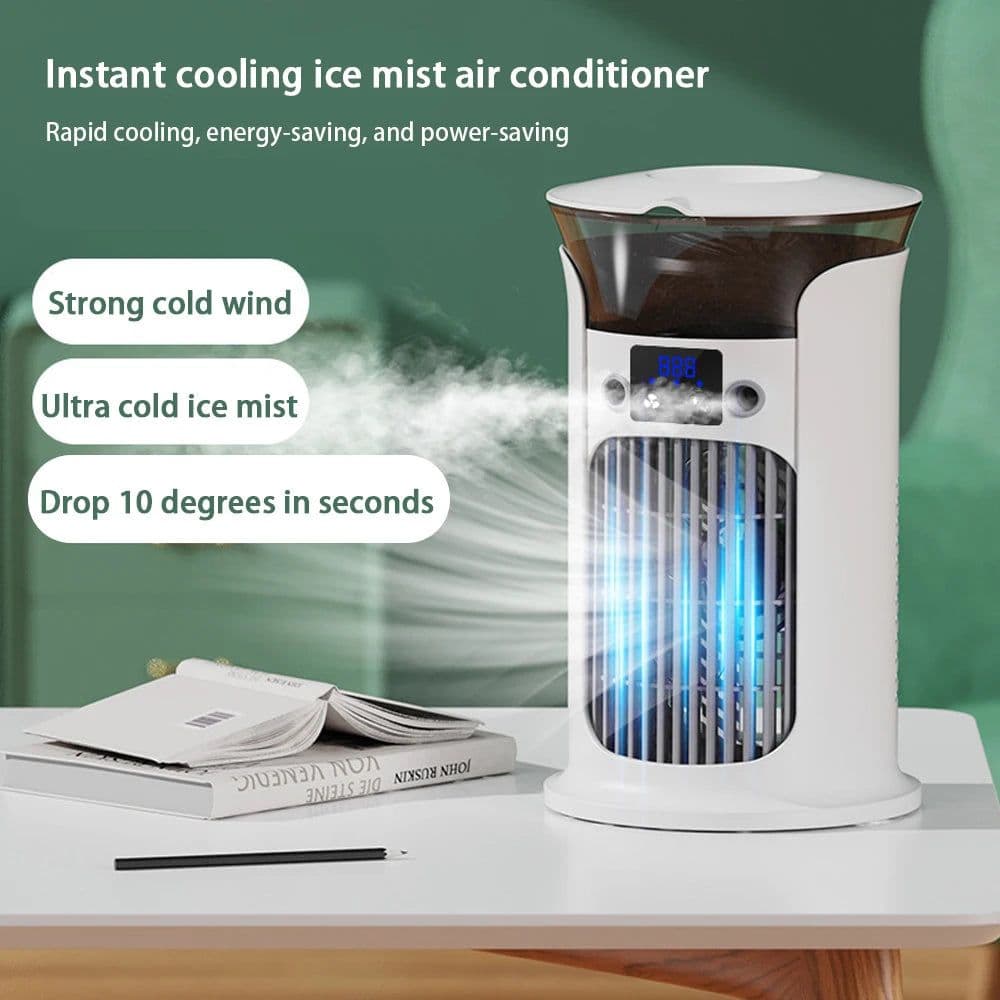 image-Portable Rechargeable Quiet Cool Air Fan with Humidifier Desktop Air